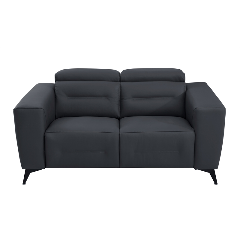Titan Furnishings Italian Leather Loveseat with Power Recliner in Dark Gray