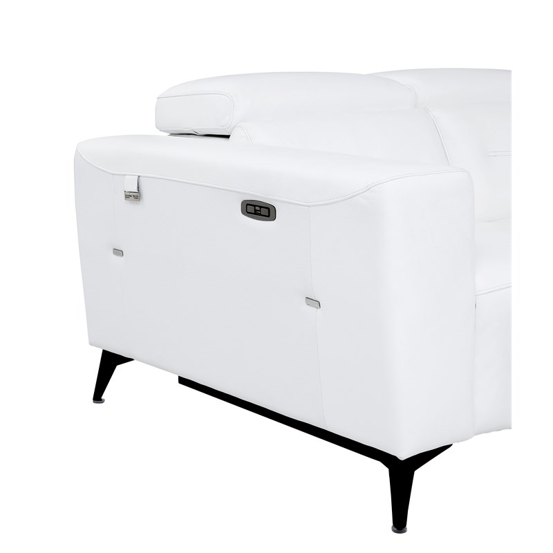 Titan Furnishings Italian Leather Loveseat with Power Recliner in White
