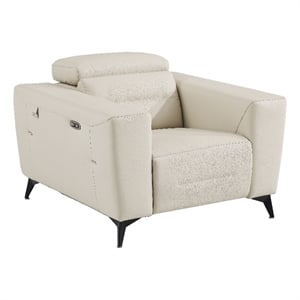 Titan Furnishings Italian Leather Chair with Power Recliner in Beige
