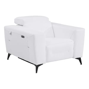 Titan Furnishings Italian Leather Chair with Power Recliner in White