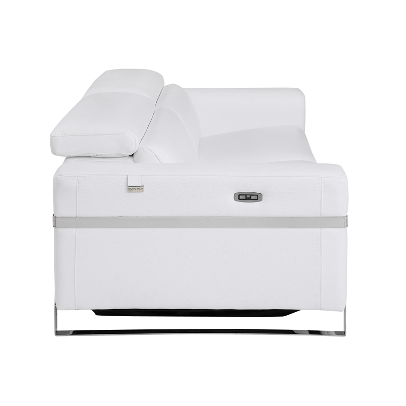Titan Furnishings Italian Sofa and Loveseat with Power Recliner in White