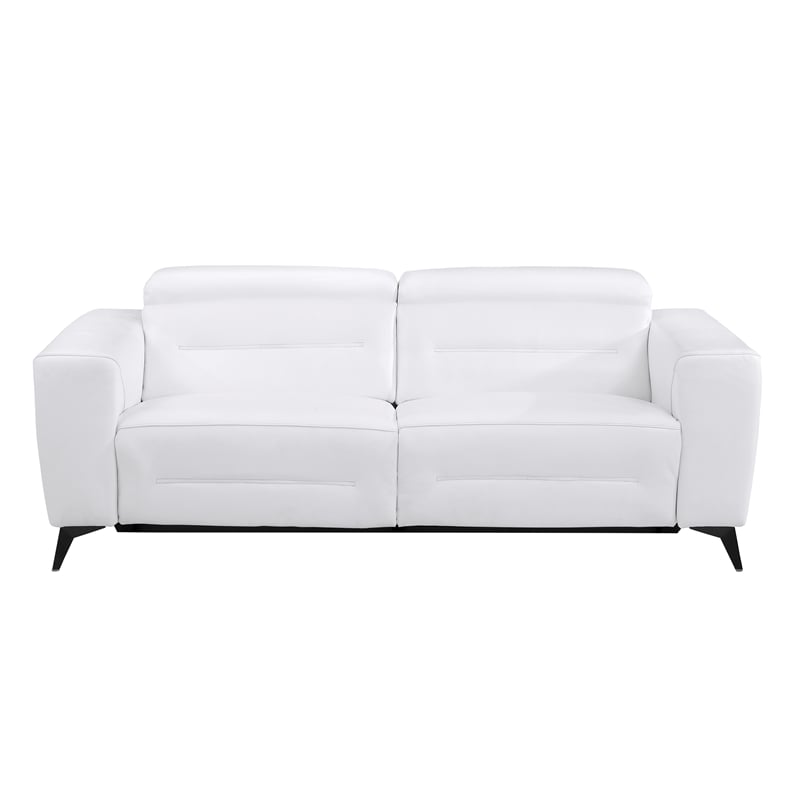 Titan Furnishings Italian Leather Sofa Set with Power Recliner in White
