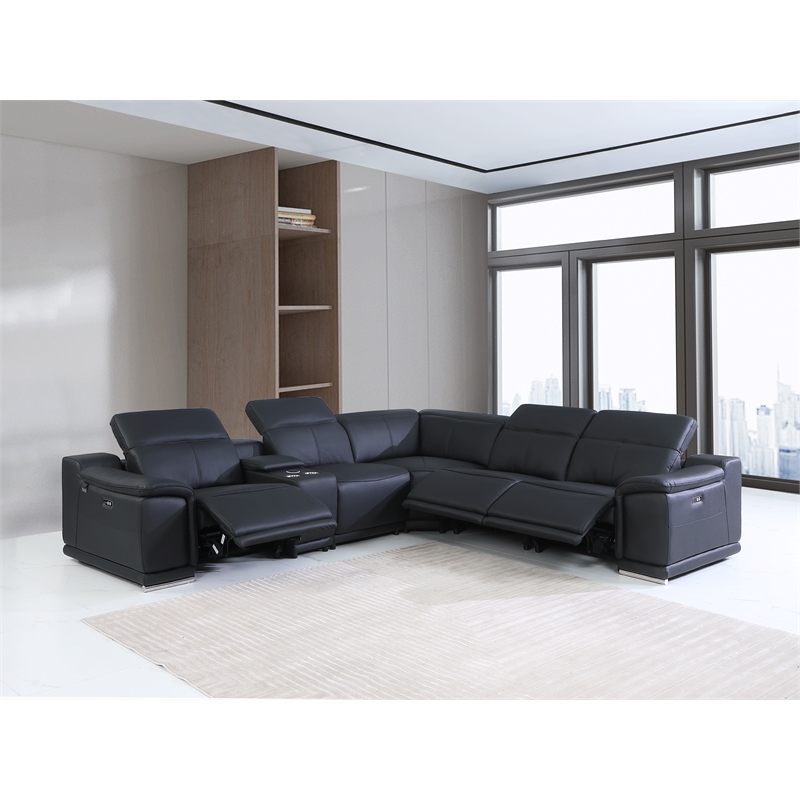 Titan Furnishings 6-Piece 1 Console 3-Power Reclining Italian Leather Sectional