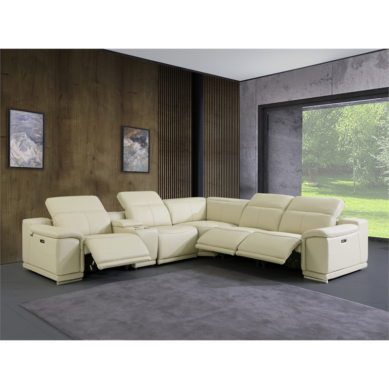 Titan Furnishings 6-Piece 1 Console 3-Power Reclining Italian Leather Sectional
