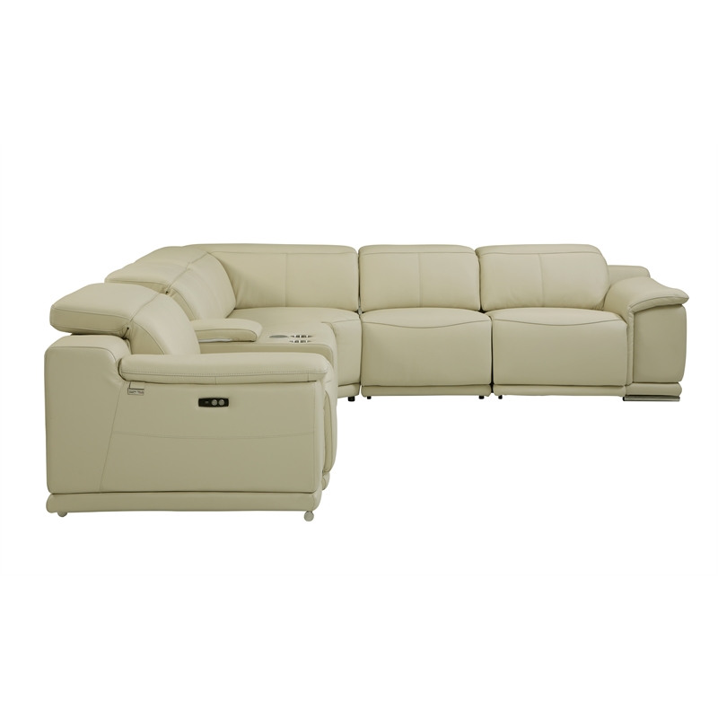 Titan Furnishings 6-Piece 1 Console 3-Power Reclining Italian Leather Sectional