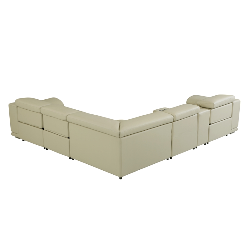 Titan Furnishings 6-Piece 1 Console 3-Power Reclining Italian Leather Sectional