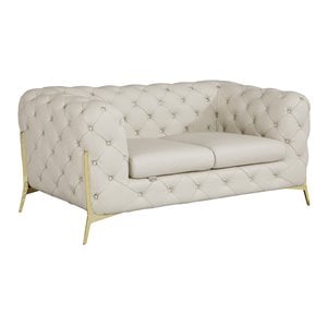 Titan Furnishings Modern Genuine Italian Leather Upholstered Loveseat in Beige