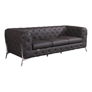 Titan Furnishings Modern Genuine Italian Leather Upholstered Sofa in Brown