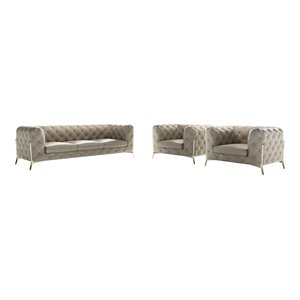 Titan Furnishings 3-Piece Genuine Italian Leather Sofa & 2 Chairs Set in Beige