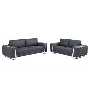 Titan Furnishings Modern Genuine Italian Leather Upholstered Sofa and Loveseat