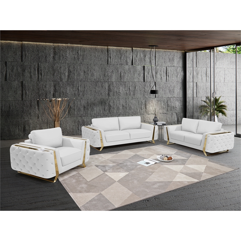 Titan Furnishings Modern Genuine Italian Leather Upholstered Sofa Set