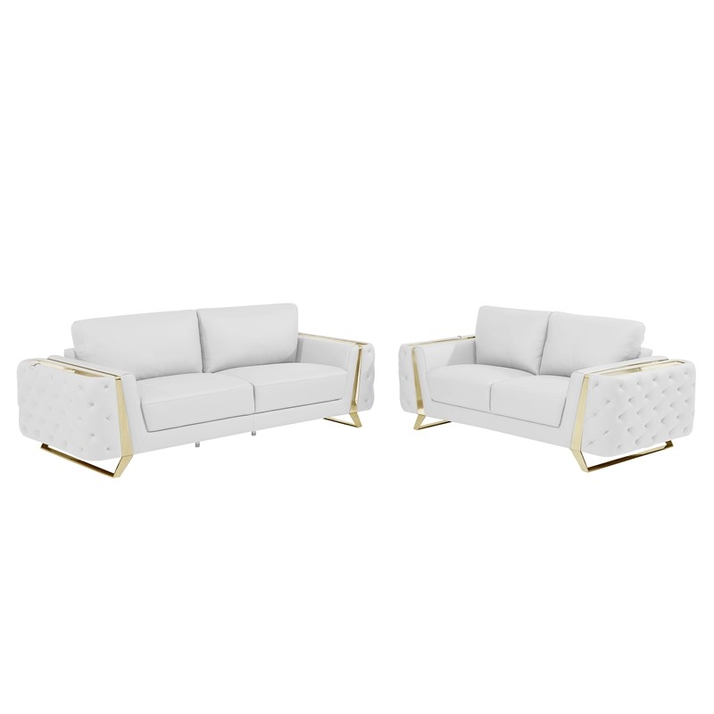 Titan Furnishings Modern Genuine Italian Leather Upholstered Sofa Set