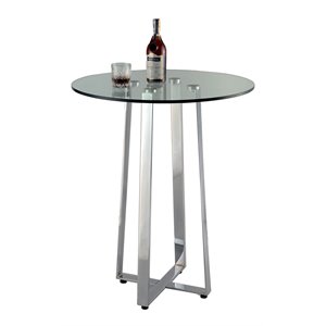 Milan Rebecca 29.9&quot Contemporary Glass Top Counter Table in Clear