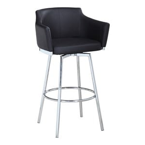 Milan Dahlia 40.4&quot Modern Club Bar Stool with Memory Swivel in Black