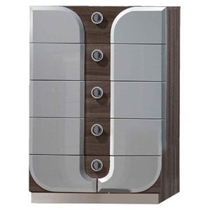 Milan Edinburgh 30.1&quot 5-drawer Contemporary Wood Chest in Silver