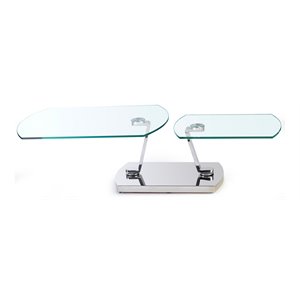 Milan 37.4&quot Contemporary Glass Motion Cocktail Table in Clear