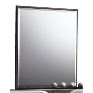 Milan Edinburgh 31.5&quot Contemporary Wood Bevel Edge Mirror in Silver