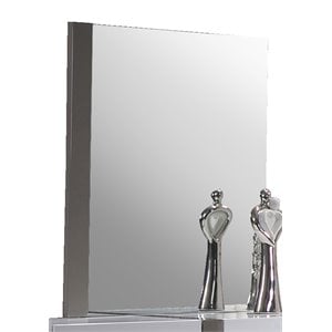 Milan Valencia Contemporary Wood Accent Bedroom Mirror in White/Gray
