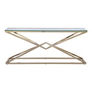 Milan 70.87&quot Contemporary Glass and Metal Sofa Table in Clear/Gold