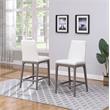 Milan Rosa Walnut Veneer/White Faux Leather Counter Stool w/ Solid Wood Base
