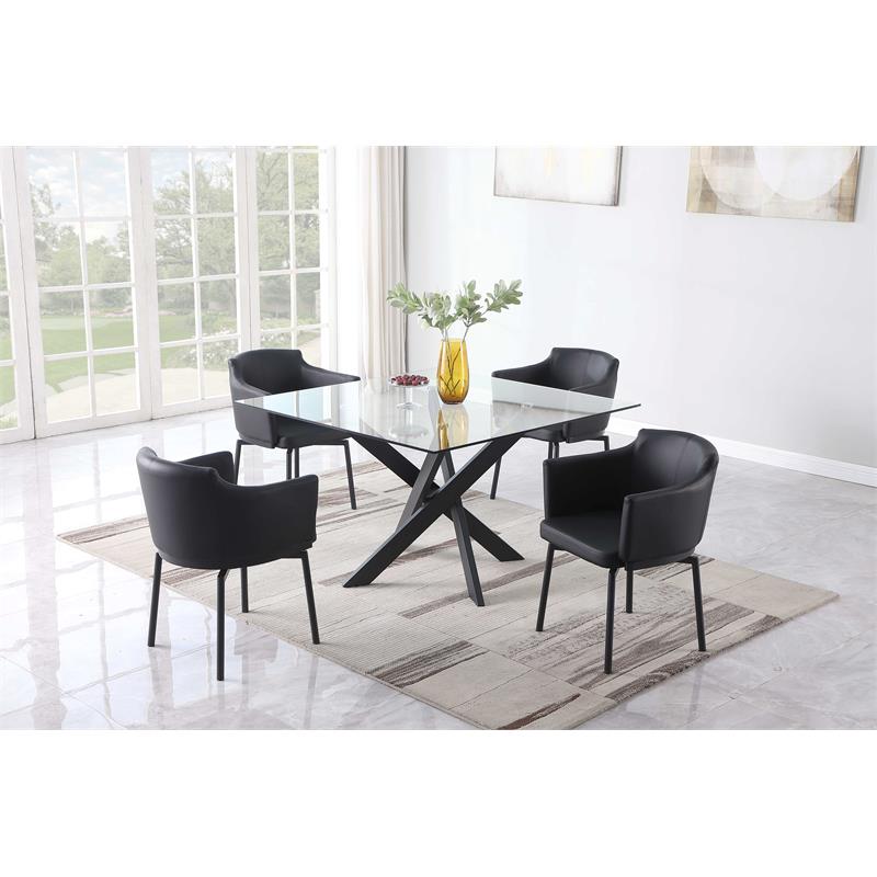 Milan Denis Matte Black Faux Leather Club Arm Chair w/ Memory Swivel (Set of 2)