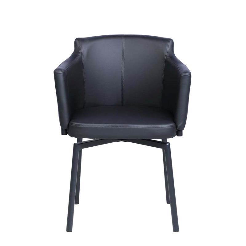 Milan Denis Matte Black Faux Leather Club Arm Chair w/ Memory Swivel (Set of 2)