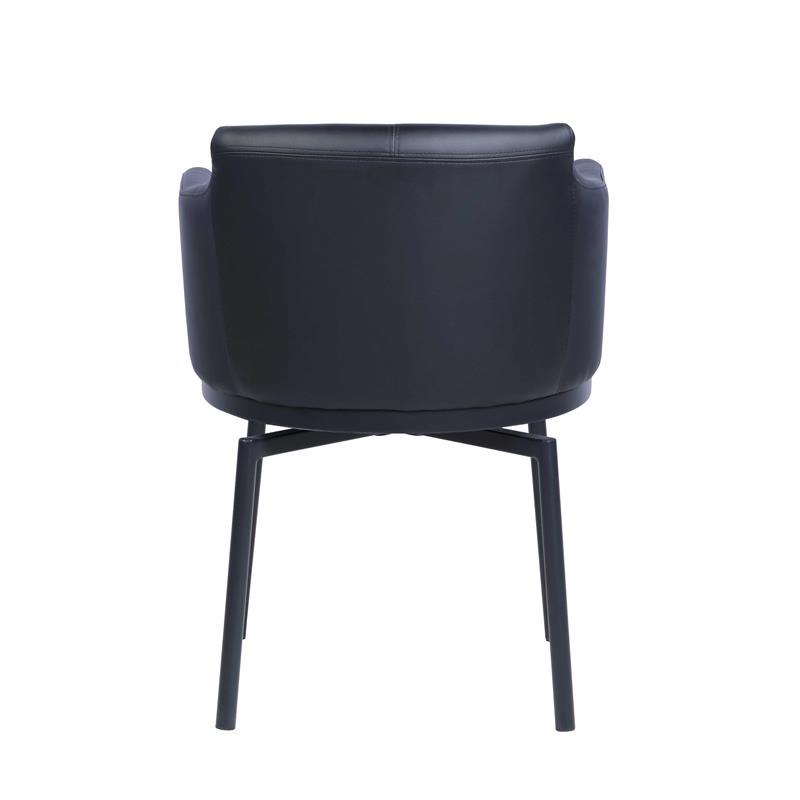 Milan Denis Matte Black Faux Leather Club Arm Chair w/ Memory Swivel (Set of 2)