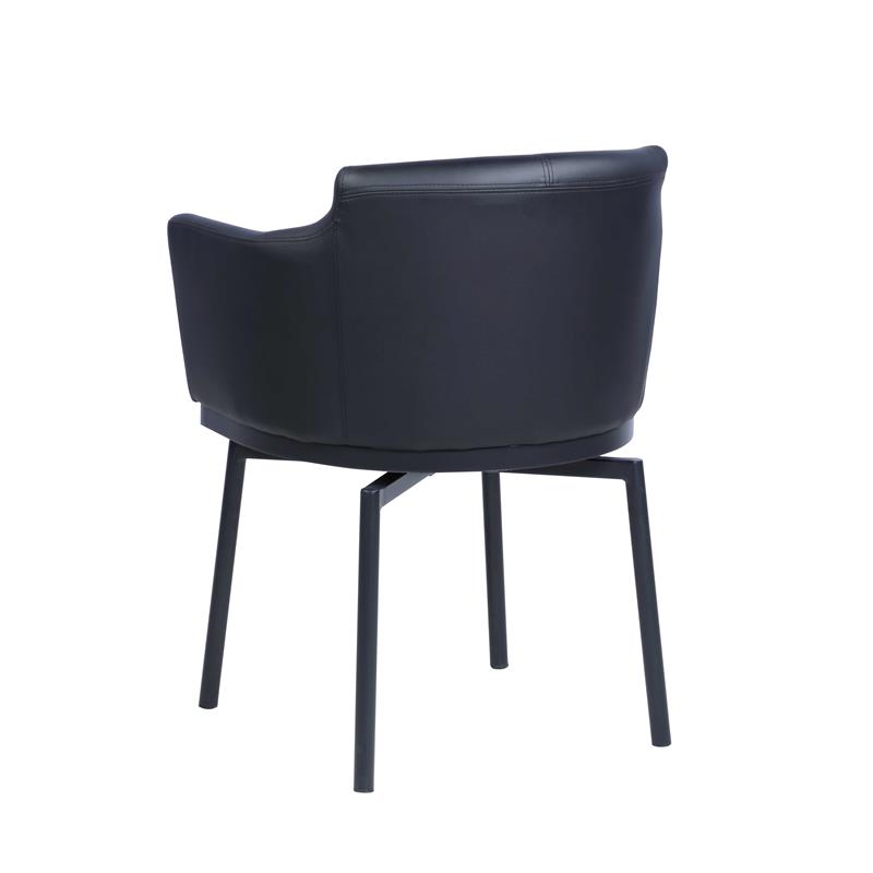 Milan Denis Matte Black Faux Leather Club Arm Chair w/ Memory Swivel (Set of 2)