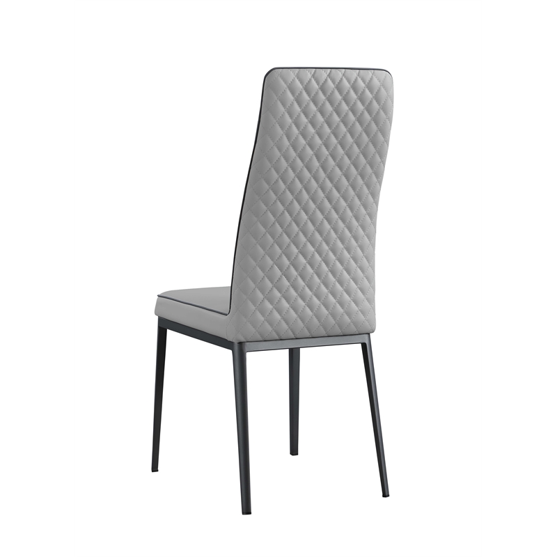 Milan Kortana Gray Faux Leather Diamond Stitched Back Side Chair - Set of 2