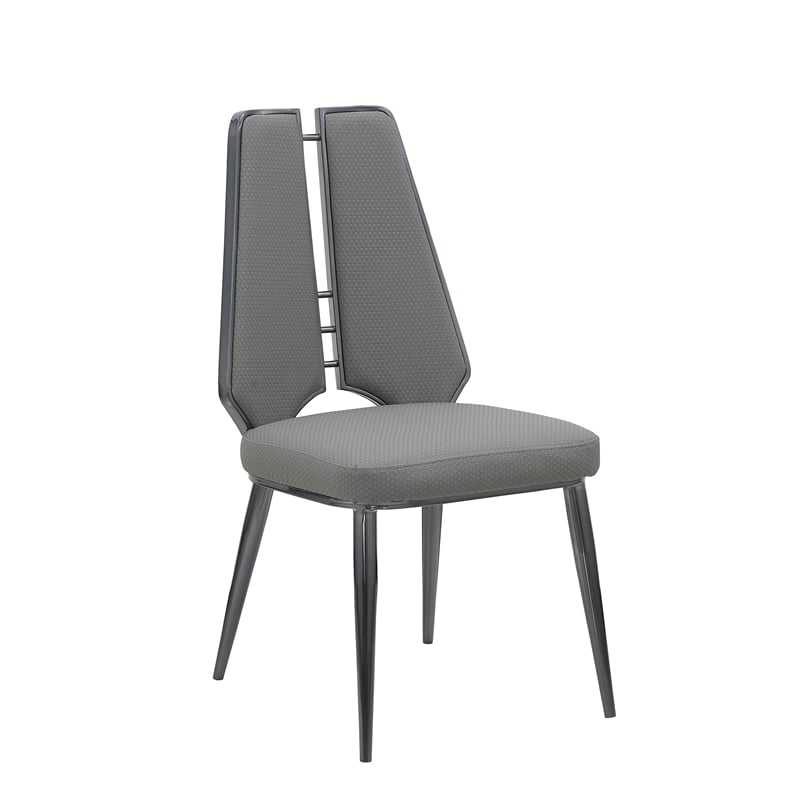 Milan Tessa Gray Faux Leather Side Chair with Graphite Accents - Set of 2