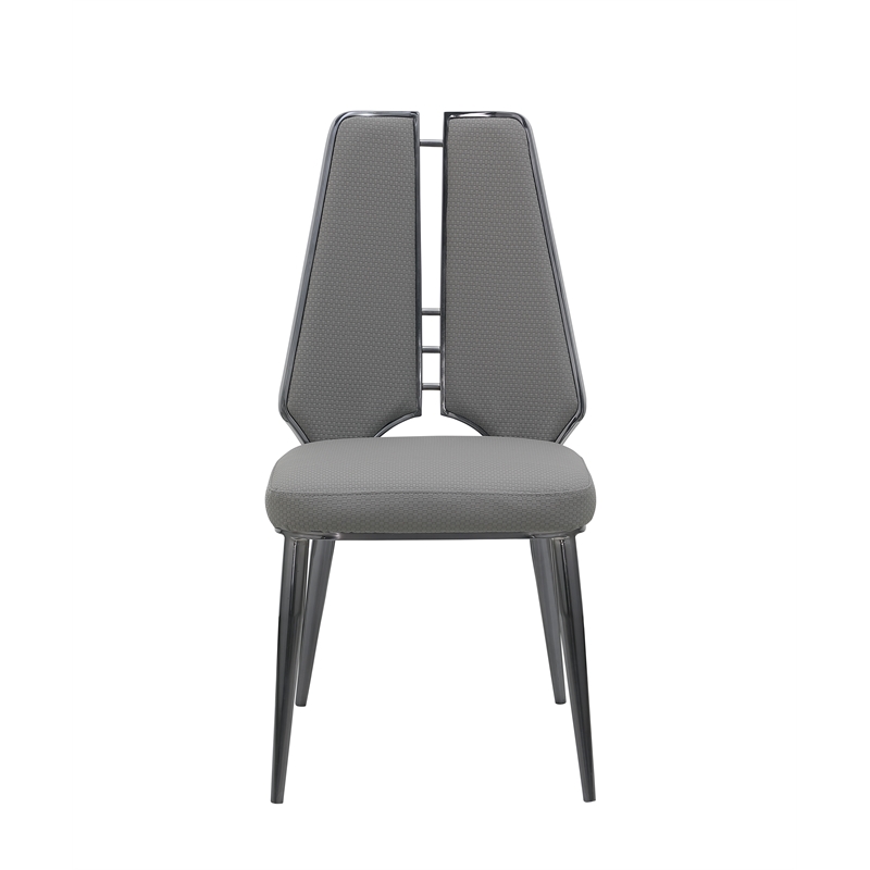 Milan Tessa Gray Faux Leather Side Chair with Graphite Accents - Set of 2