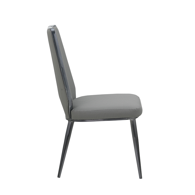 Milan Tessa Gray Faux Leather Side Chair with Graphite Accents - Set of 2