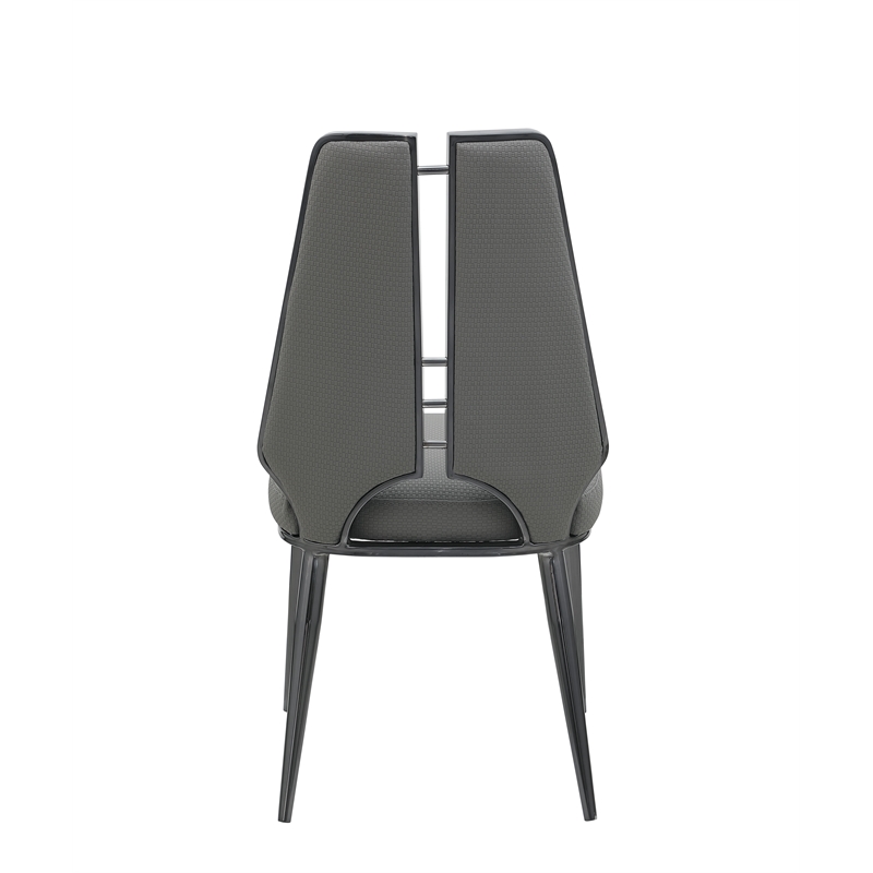 Milan Tessa Gray Faux Leather Side Chair with Graphite Accents - Set of 2