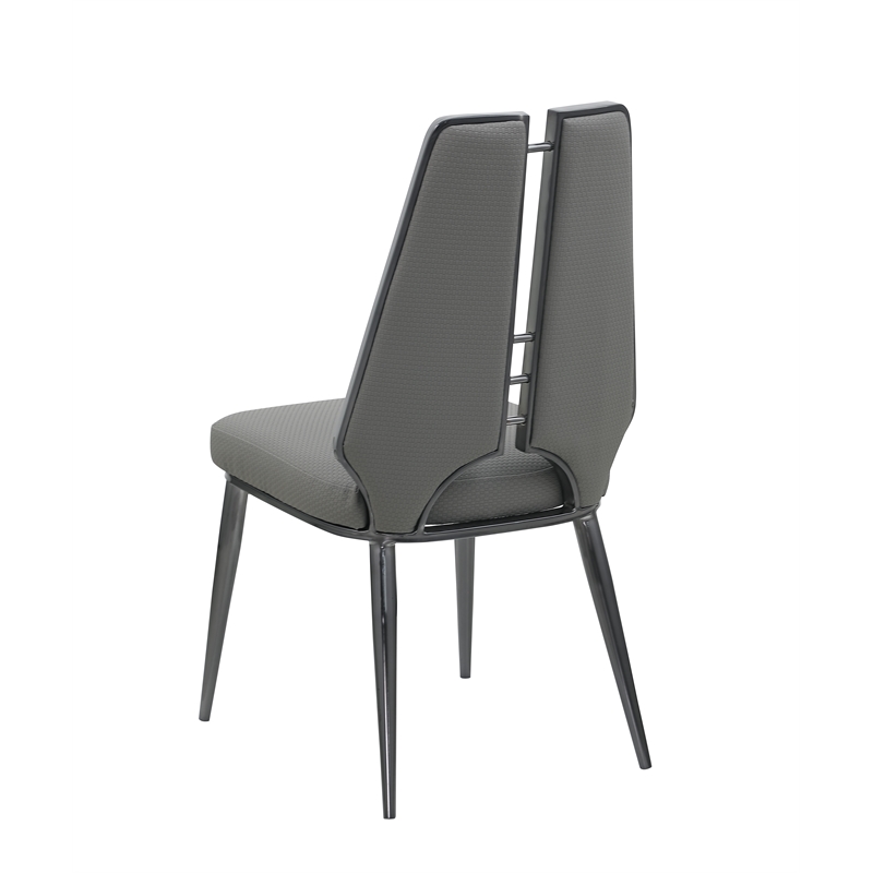 Milan Tessa Gray Faux Leather Side Chair with Graphite Accents - Set of 2