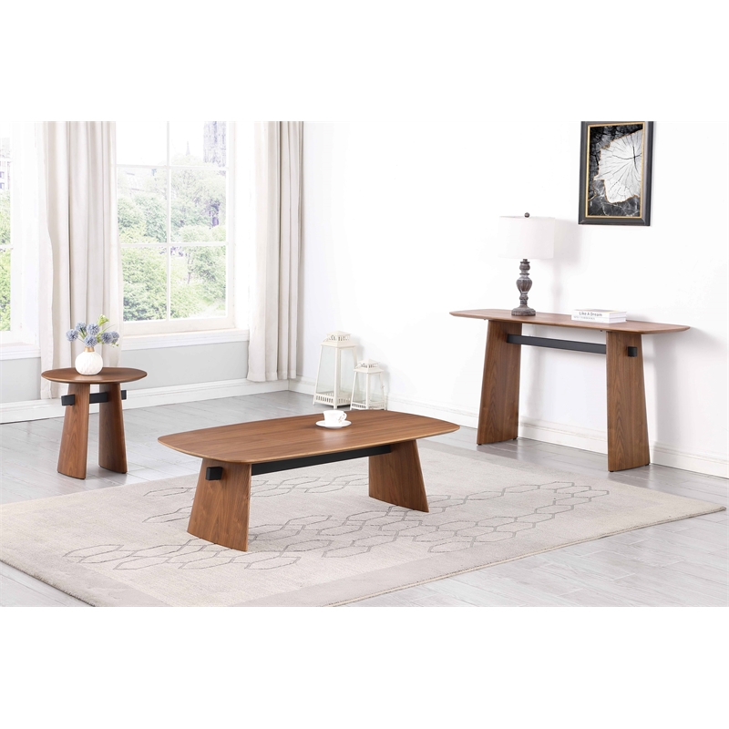 Milan Ethan Brown & Black Wood & Steel Rectangular Cocktail Table