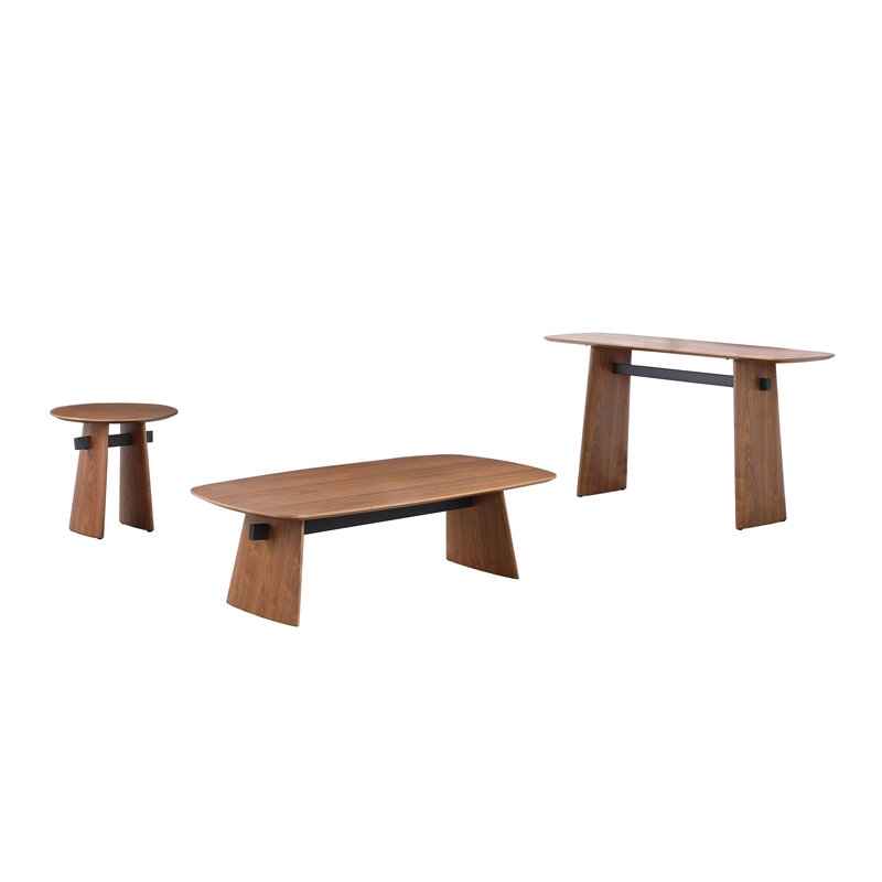 Milan Ethan Brown/Black Modern All-Wood Sofa Table