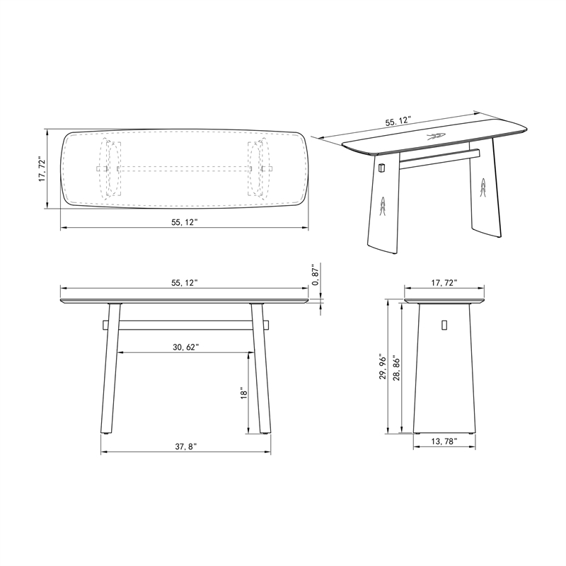 Milan Ethan Brown/Black Modern All-Wood Sofa Table