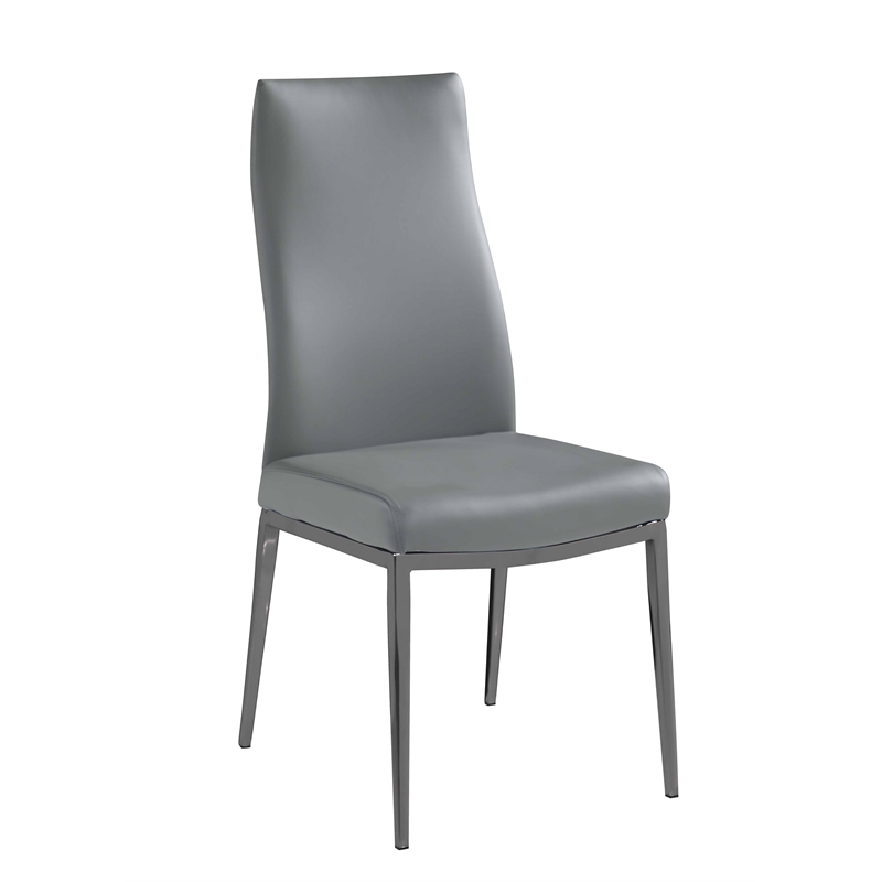 Milan Kassandra Gray Faux Leather Diamond Stitched Back Side Chair - Set of 2