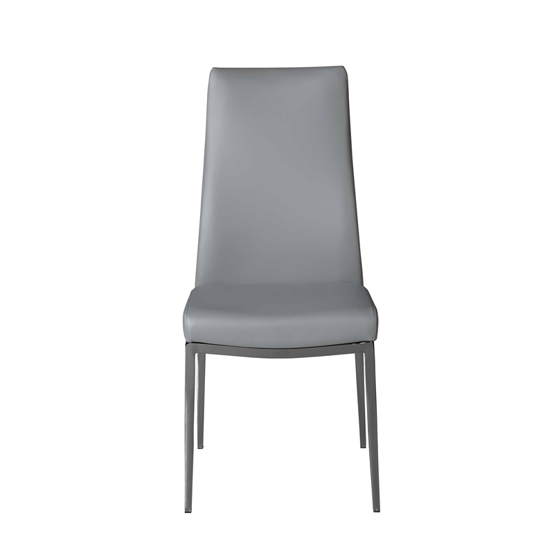 Milan Kassandra Gray Faux Leather Diamond Stitched Back Side Chair - Set of 2