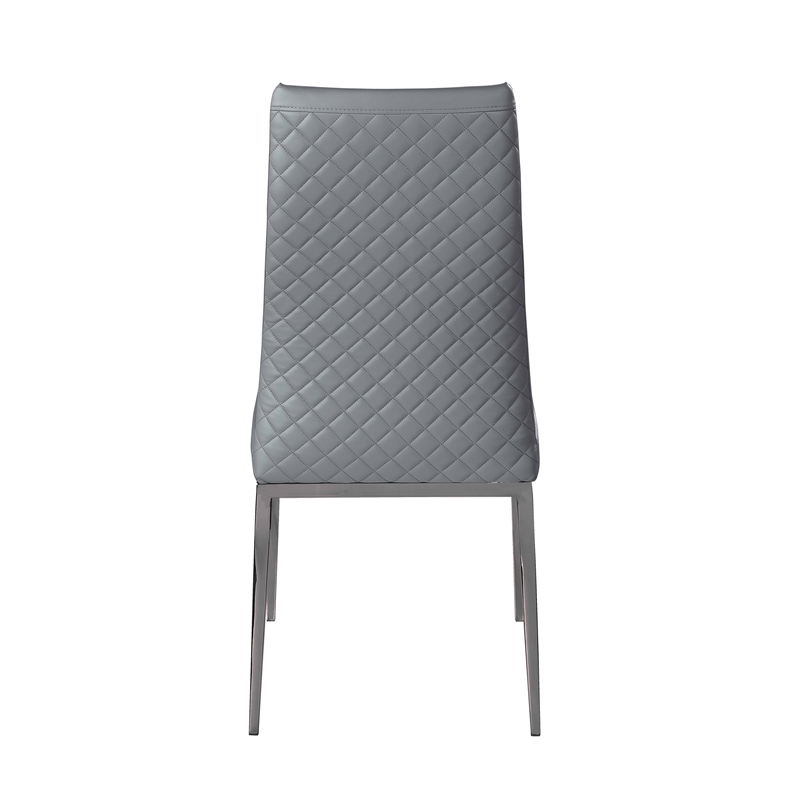 Milan Kassandra Gray Faux Leather Diamond Stitched Back Side Chair - Set of 2