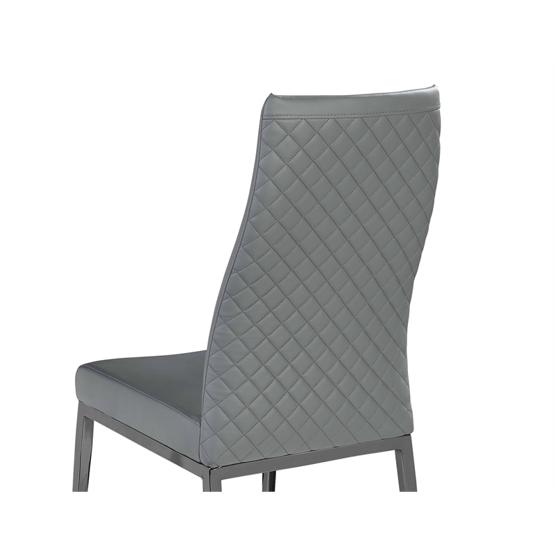Milan Kassandra Gray Faux Leather Diamond Stitched Back Side Chair - Set of 2