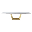 Milan Scalia Contemporary Extendable Ceramic Top Dining Table w/ Golden Base