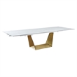 Milan Scalia Contemporary Extendable Ceramic Top Dining Table w/ Golden Base