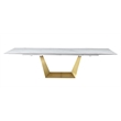 Milan Scalia Contemporary Extendable Ceramic Top Dining Table w/ Golden Base