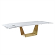 Milan Scalia Contemporary Extendable Ceramic Top Dining Table w/ Golden Base