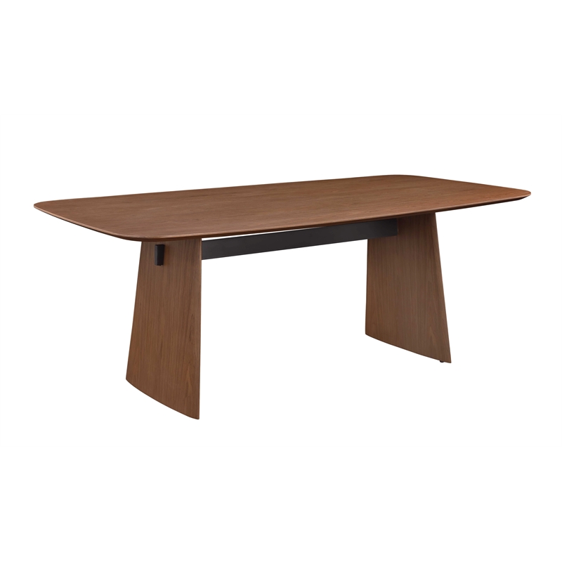 Milan Ethan Modern Wood Dining Table with Walnut Top & Matte Black Steel Accent