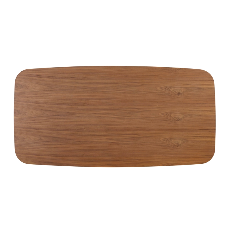 Milan Ethan Modern Wood Dining Table with Walnut Top & Matte Black Steel Accent