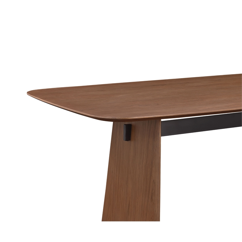 Milan Ethan Modern Wood Dining Table with Walnut Top & Matte Black Steel Accent