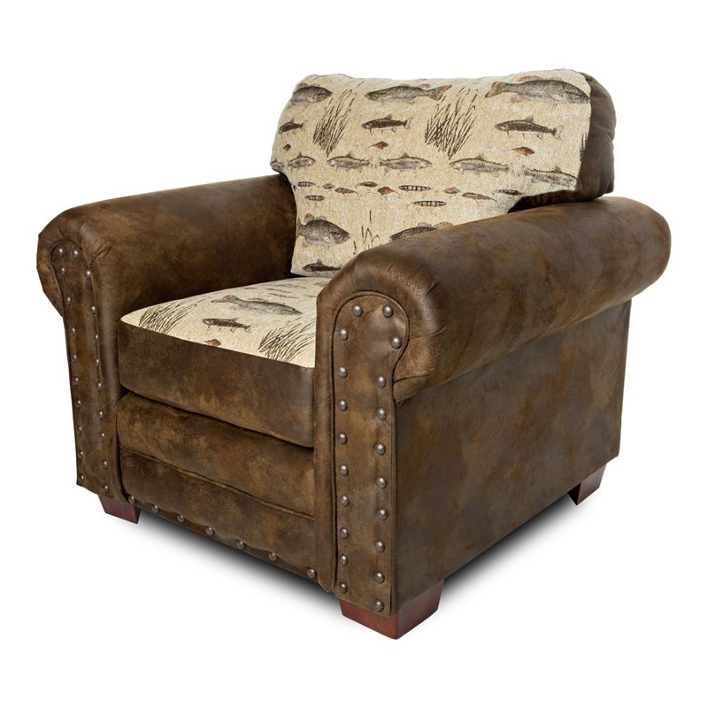 American Furniture Classics Microfiber Angler's Cove Arm Chair in Brown