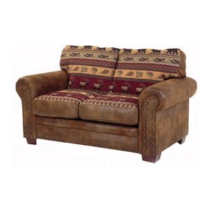 American Furniture Classics Microfiber Sierra Lodge Loveseat in Brown